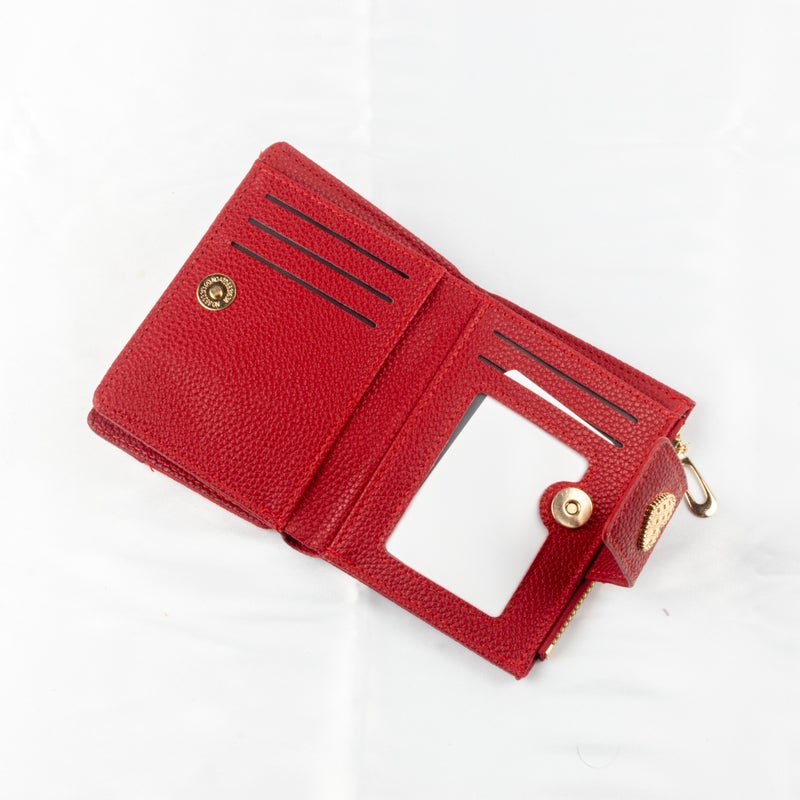 Leather Flip Wallet & Card Holder with Multiple Pockets - Maroon - Image 3