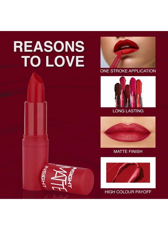 Insight - Cosmetics Matte Lipstick |Long Lasting Lipstick For Women |Keeps Lips Moisturised |Single Swipe Application |Smooth & Light Weight |One Swipe Pigmentation(L-21=15) - Image 1