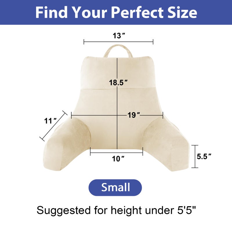 IPYNBAP Back Pillow for Bed Sitting up, Reading Pillow for Sitting in Bed Adult, Back Support Pillow, Memory Foam Sit up Lounge Backrest Pillow with Arms for TV, Couch, Chair, Dorm, 18 Inch, Beige - Image 2