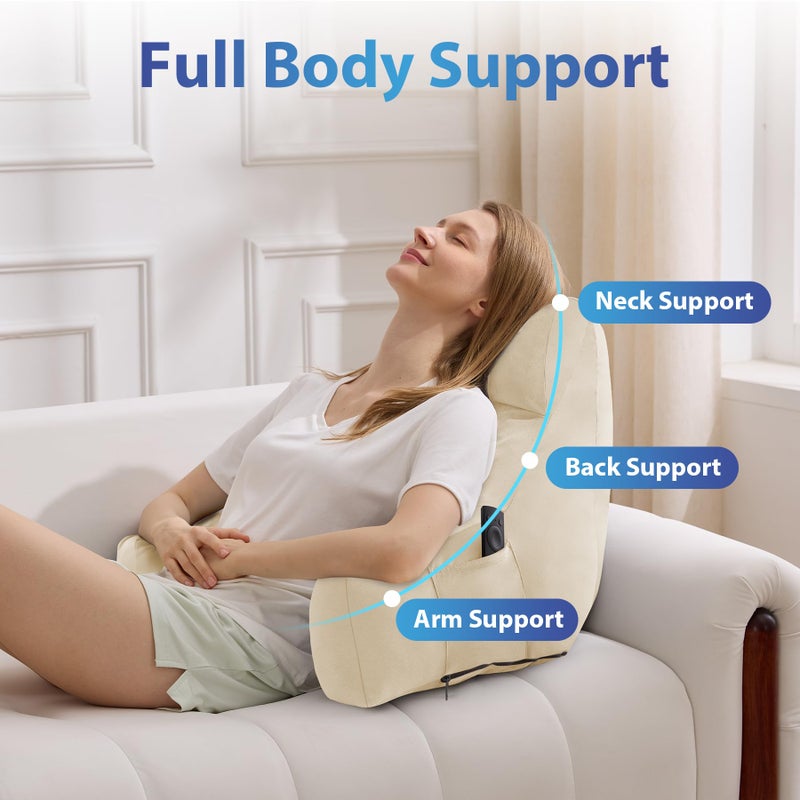 IPYNBAP Back Pillow for Bed Sitting up, Reading Pillow for Sitting in Bed Adult, Back Support Pillow, Memory Foam Sit up Lounge Backrest Pillow with Arms for TV, Couch, Chair, Dorm, 18 Inch, Beige - Image 5