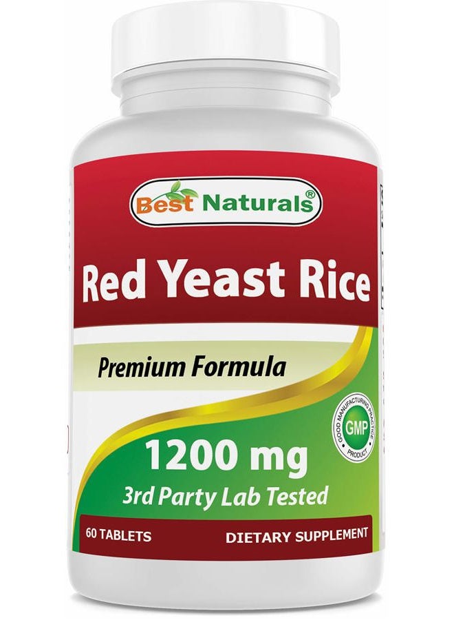 Best Naturals أرز الخميرة الحمراء 1200 ملغ 60 قرص (خالي من السيتريتين) - Image 1