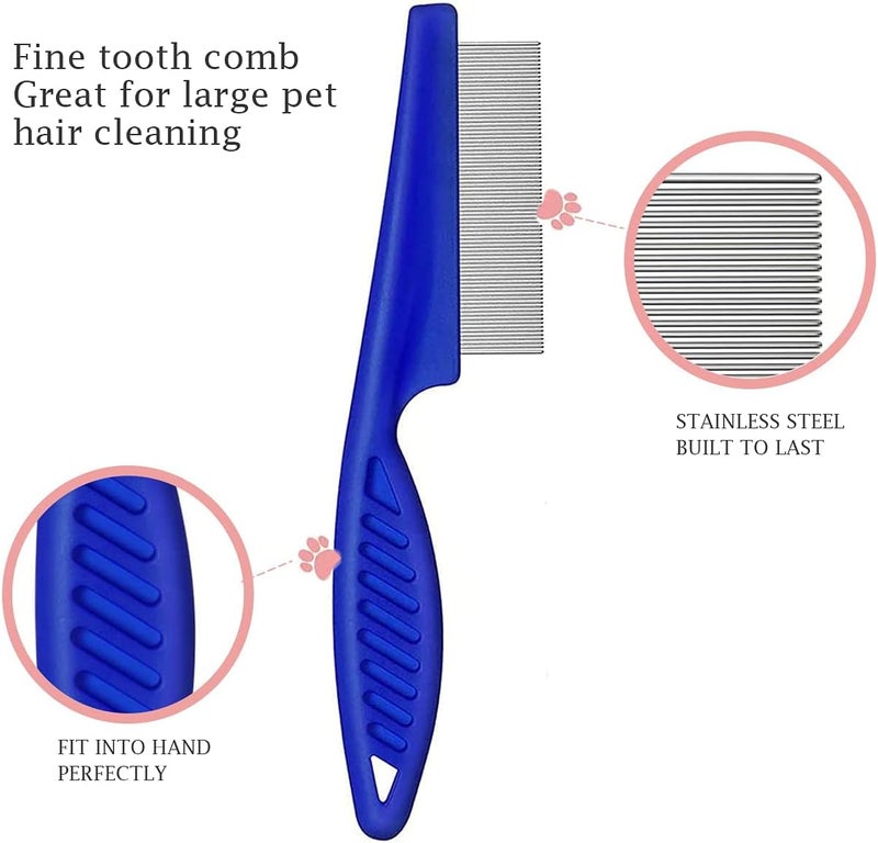 ILLUVA 2 Pcs Pet Comb for Cat Dog Flea Lice Tear Stain Remover Combs Fine Tooth Grooming Removal Tool - Image 3