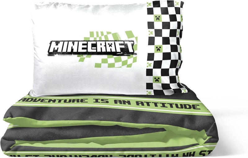 Jay Franco Minecraft Creeper Doodle 100% Cotton Single Duvet Cover Set - Bedding Includes 50 x 70 cm Pillowcase - Image 5