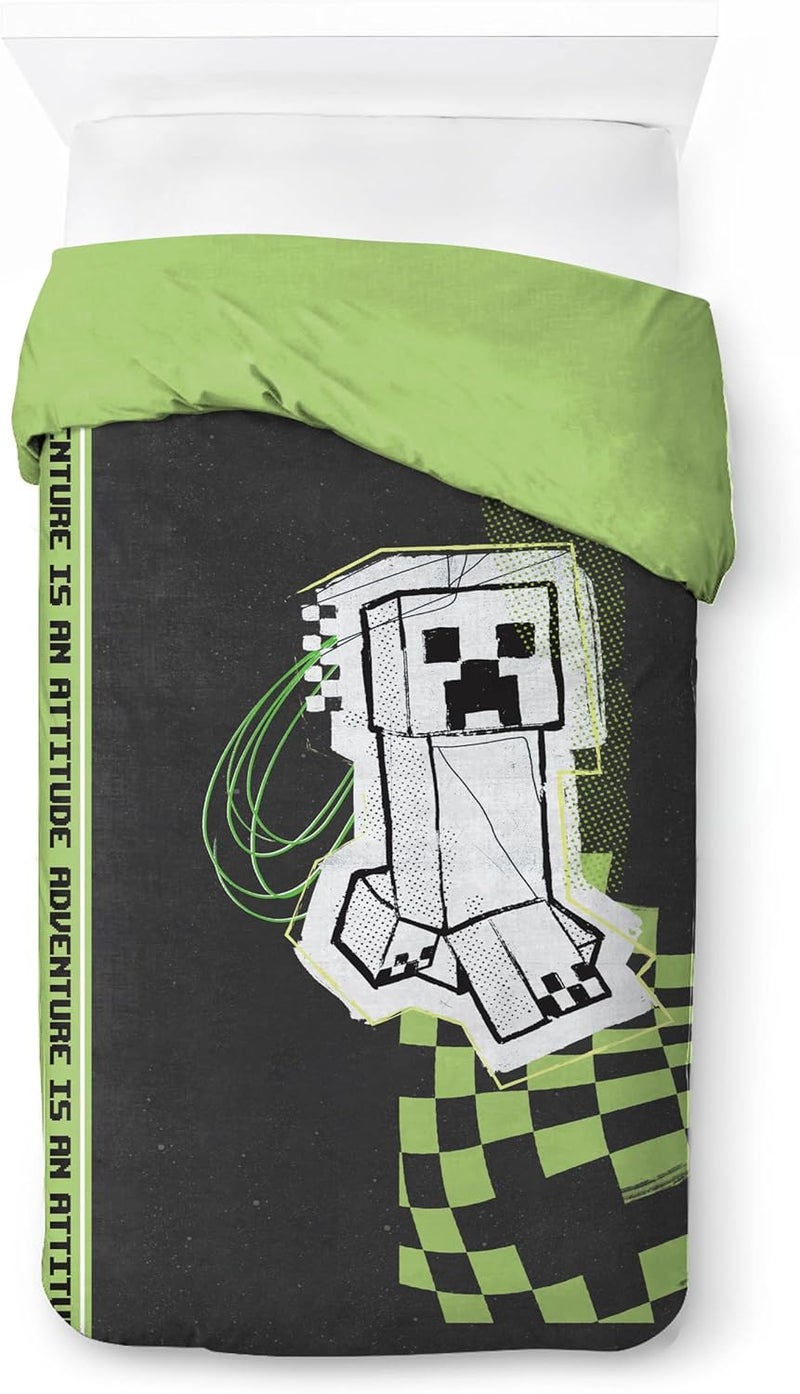 Jay Franco Minecraft Creeper Doodle 100% Cotton Single Duvet Cover Set - Bedding Includes 50 x 70 cm Pillowcase - Image 2