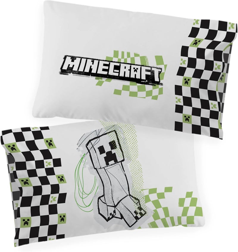 Jay Franco Minecraft Creeper Doodle 100% Cotton Single Duvet Cover Set - Bedding Includes 50 x 70 cm Pillowcase - Image 4