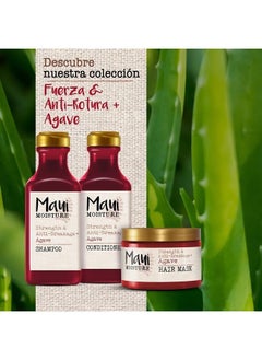 MAUI MOISTURE OGX, Maui Moisture Strength AntiBreakage + Moisturizing Agave Conditioner for Color Treated or Chemically Damaged Hair Vegan Silicone ParabenFree SulfateFree Surfactants, hibiscus, 13 Fl Oz  - Image 2