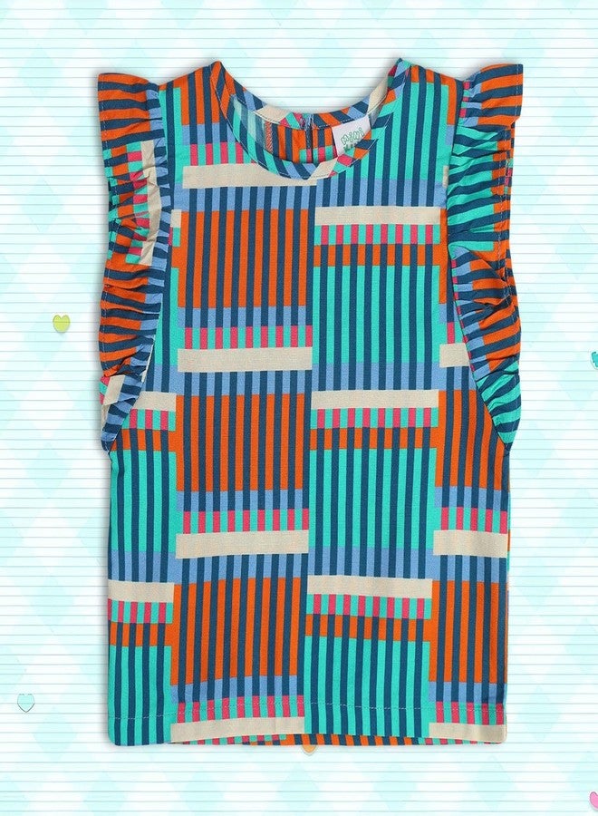 miniklub Baby Short Sleeve Round Neck Woven Viscose Blue Color Woven Top, Pack of 1 (12-18M) - Image 2