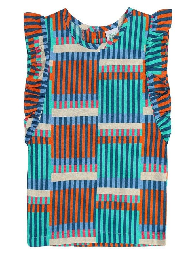 miniklub Baby Short Sleeve Round Neck Woven Viscose Blue Color Woven Top, Pack of 1 (12-18M) - Image 1