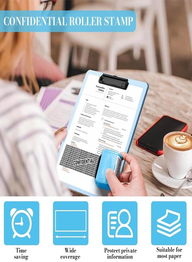 OFIFO® Confidential Roller Stamp, 35mm Wide Identity Theft Patterned Roller Stamp, Cover Up Confidential Print, Protect Your Personal Info Privacy, with 3 Bottle of Stamp Ink - Image 2