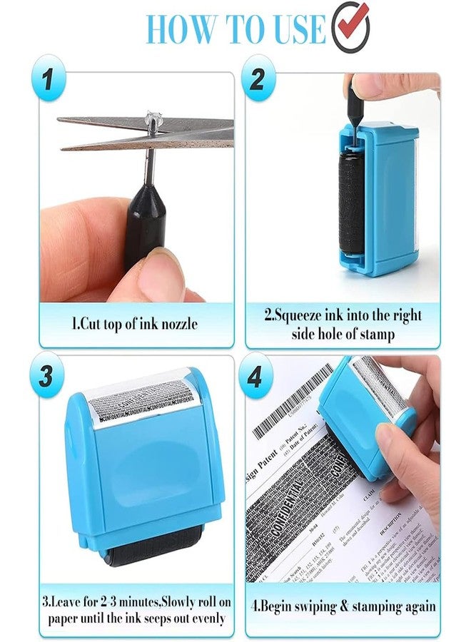OFIFO® Confidential Roller Stamp, 35mm Wide Identity Theft Patterned Roller Stamp, Cover Up Confidential Print, Protect Your Personal Info Privacy, with 3 Bottle of Stamp Ink - Image 5