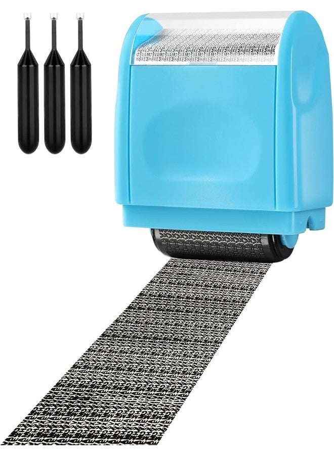 OFIFO® Confidential Roller Stamp, 35mm Wide Identity Theft Patterned Roller Stamp, Cover Up Confidential Print, Protect Your Personal Info Privacy, with 3 Bottle of Stamp Ink - Image 1