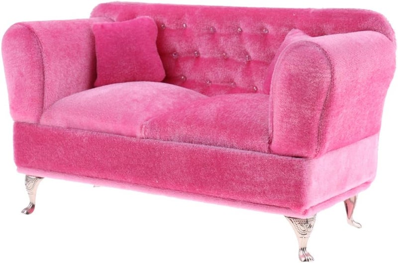 klarako1/6 Scale Pink Double Couch Long Sofa Model for Doll or Action Figure - Image 5