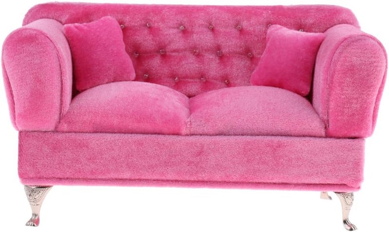 klarako1/6 Scale Pink Double Couch Long Sofa Model for Doll or Action Figure - Image 1