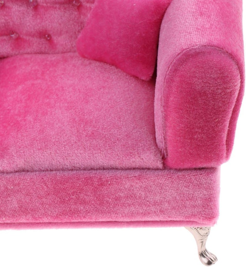 klarako1/6 Scale Pink Double Couch Long Sofa Model for Doll or Action Figure - Image 4