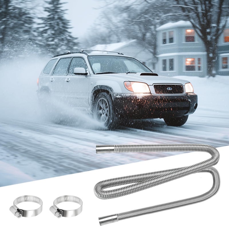 Cayludg 1 Inch Stainless Steel Exhaust Hose, 120CM/47.24 Inch Flexible Diesel Heater Exhaust Pipe, Parking Air Heater Exhaust Pipe Tubing, Fuel Tank Diesel Gas Vent Hose with 2 Hose Clamps - Image 4