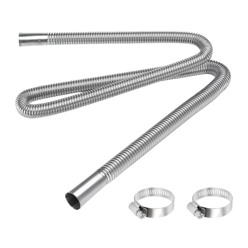 Cayludg 1 Inch Stainless Steel Exhaust Hose, 120CM/47.24 Inch Flexible Diesel Heater Exhaust Pipe, Parking Air Heater Exhaust Pipe Tubing, Fuel Tank Diesel Gas Vent Hose with 2 Hose Clamps - Image 1