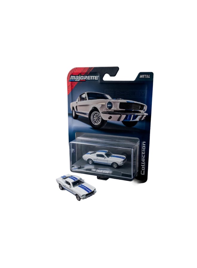 Majorette Metal Collection 1965 Shelby GT350 Die-Cast Car (1:64, White/Blue) - Image 1