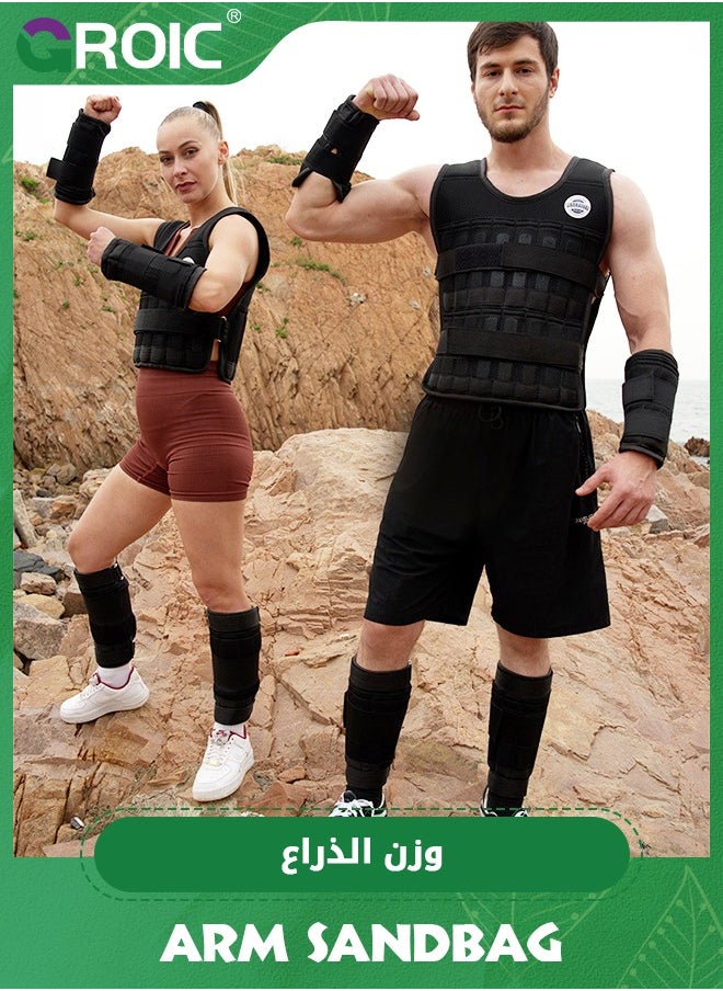 GROIC - 1 Pair 2 KG Wrist Arm Weights, Adjustable Wrist & Arm Weights Set, Removable Metal Block with Separate Pockets Hand Weights For Walking, Running, Exercises, Fitness, Jogging, Workout - Image 1