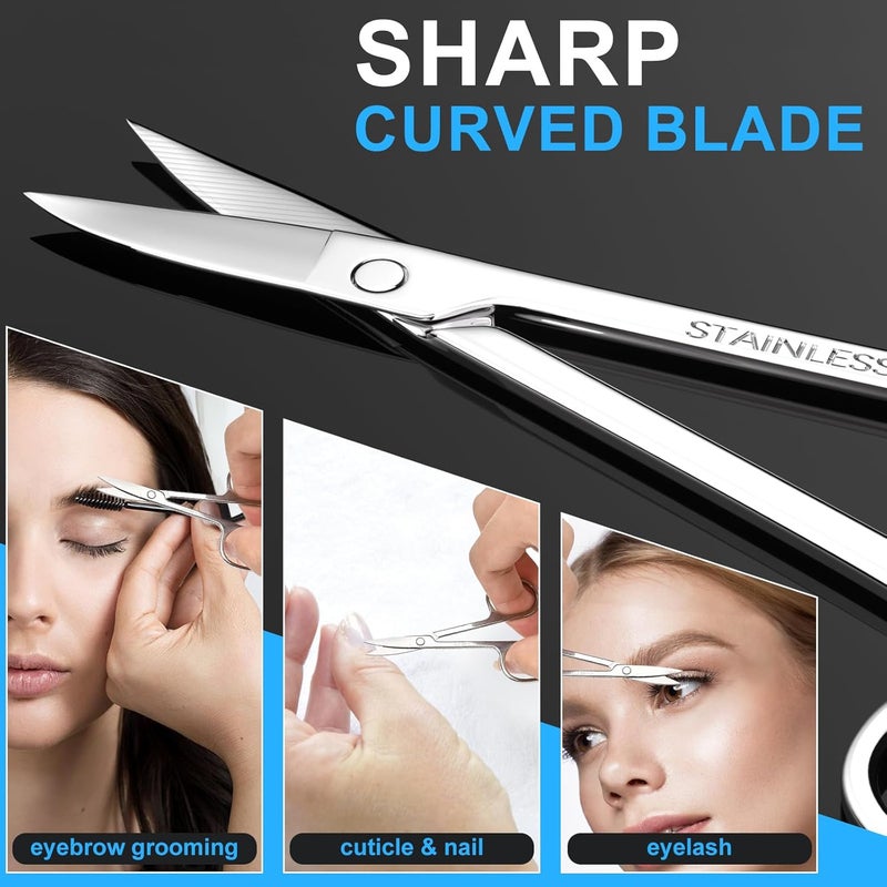 ptiysta Eyebrow Trimmer Facial Hair Grooming Scissors, Curved and Rounded for Eyebrow, Nose Hair, Beard, Moustache, Eyelash, Ear Hair Trimming Kit - Image 4