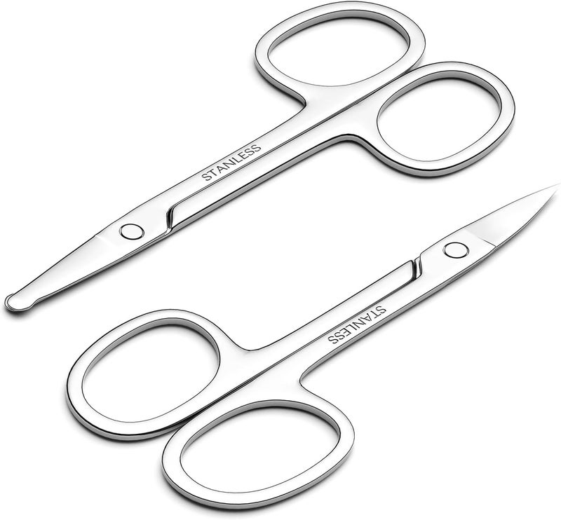 ptiysta Eyebrow Trimmer Facial Hair Grooming Scissors, Curved and Rounded for Eyebrow, Nose Hair, Beard, Moustache, Eyelash, Ear Hair Trimming Kit - Image 1