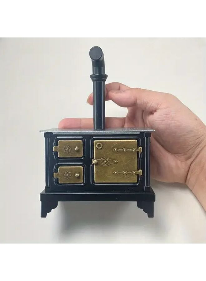 Vintage European Style Metal Fireplace Model Miniature Furniture Sculpture Festive Gift - Image 1