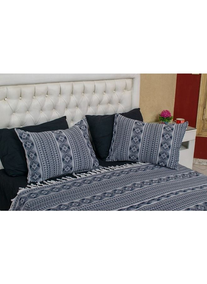 Lantique Bed cover cotton tassels 1 pcs  240x260 cm nevy 