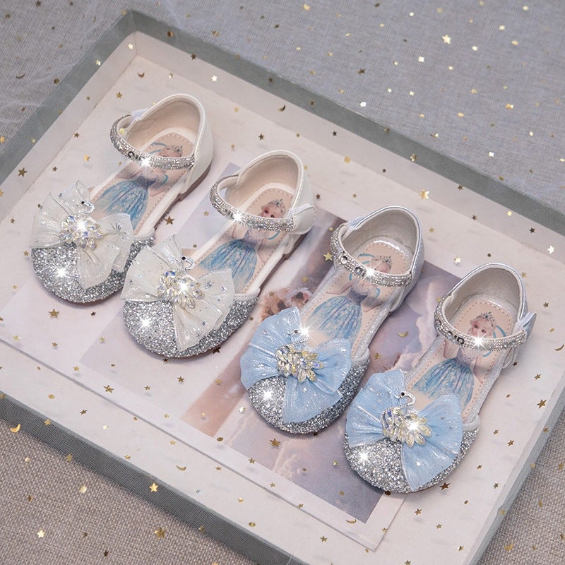 Girls'' Sequin Butterfly Princess Shoes 2026 Summer Kids Rhinestone Leather Shoes for Baby Girls Soft Sole Lightweight Drop Shipping Flats - Image 2