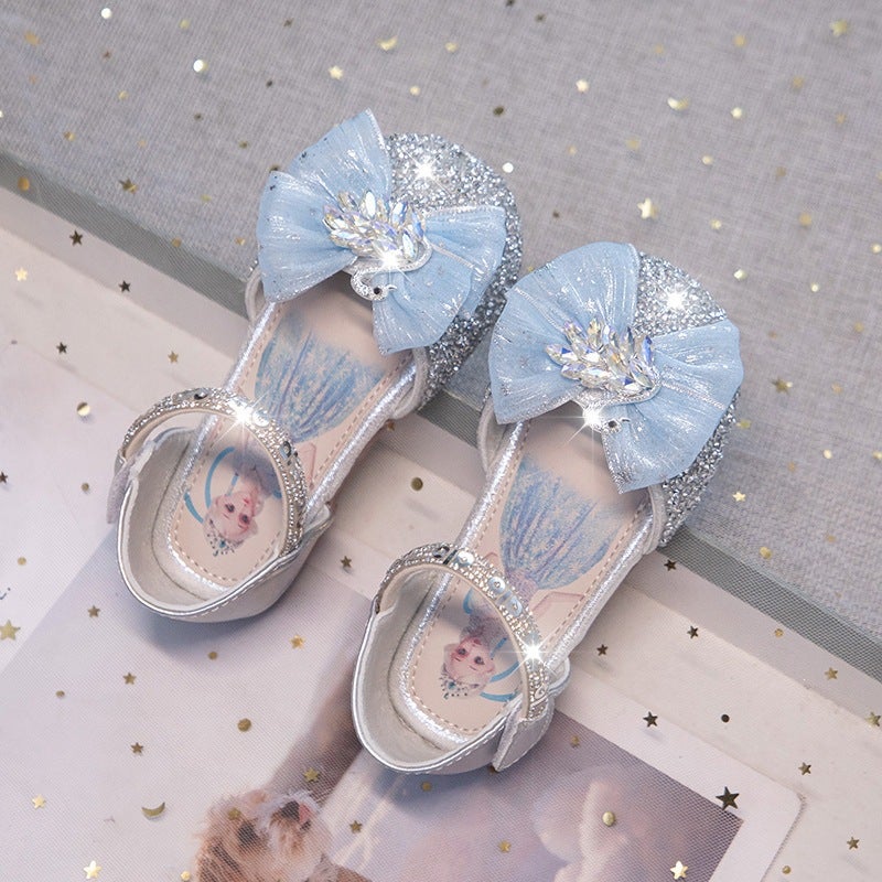 Girls'' Sequin Butterfly Princess Shoes 2026 Summer Kids Rhinestone Leather Shoes for Baby Girls Soft Sole Lightweight Drop Shipping Flats - Image 1