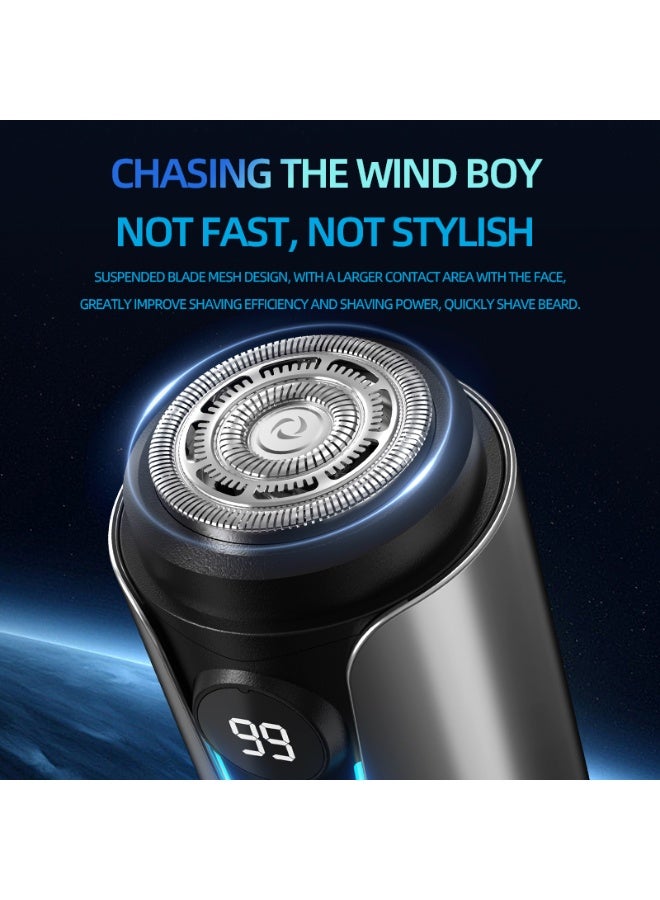 Generic Electric Shaver/Razor for Men, Mini Portable Rotary Shaver Wet & Dry Use Type-C Charging Washable and Waterproof for Home, Office, Car, Travel, T2 (Grey)  - Image 3