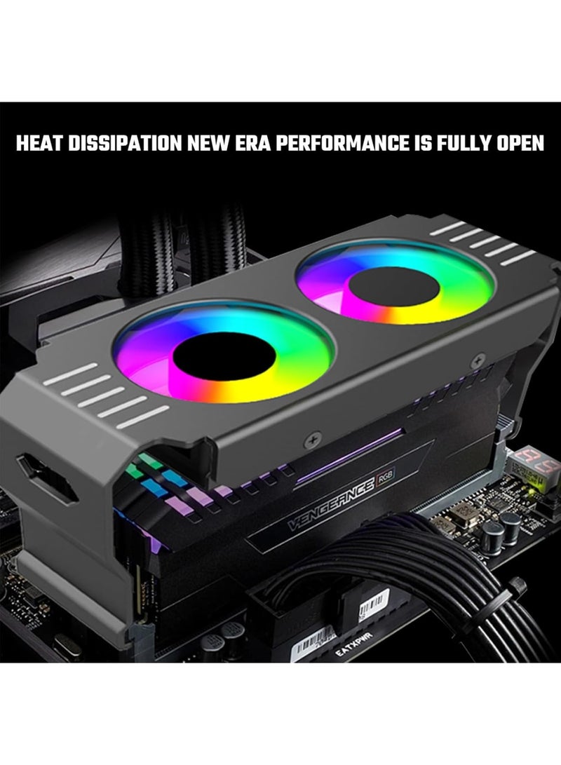 SOLARAE Memory RAM Cooling Fan with 5v/3-Pin ARGB Light Effect Memory Cooler for DIY PC Gaming, Backplate Memory Radiator, Aluminum Heatsink Cooler, Black - Image 2