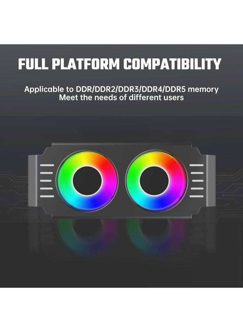 SOLARAE Memory RAM Cooling Fan with 5v/3-Pin ARGB Light Effect Memory Cooler for DIY PC Gaming, Backplate Memory Radiator, Aluminum Heatsink Cooler, Black - Image 3