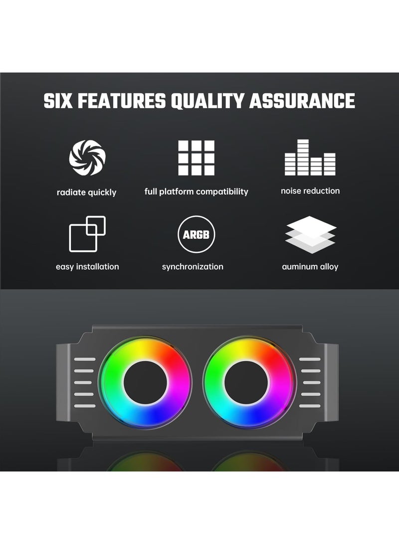 SOLARAE Memory RAM Cooling Fan with 5v/3-Pin ARGB Light Effect Memory Cooler for DIY PC Gaming, Backplate Memory Radiator, Aluminum Heatsink Cooler, Black - Image 4