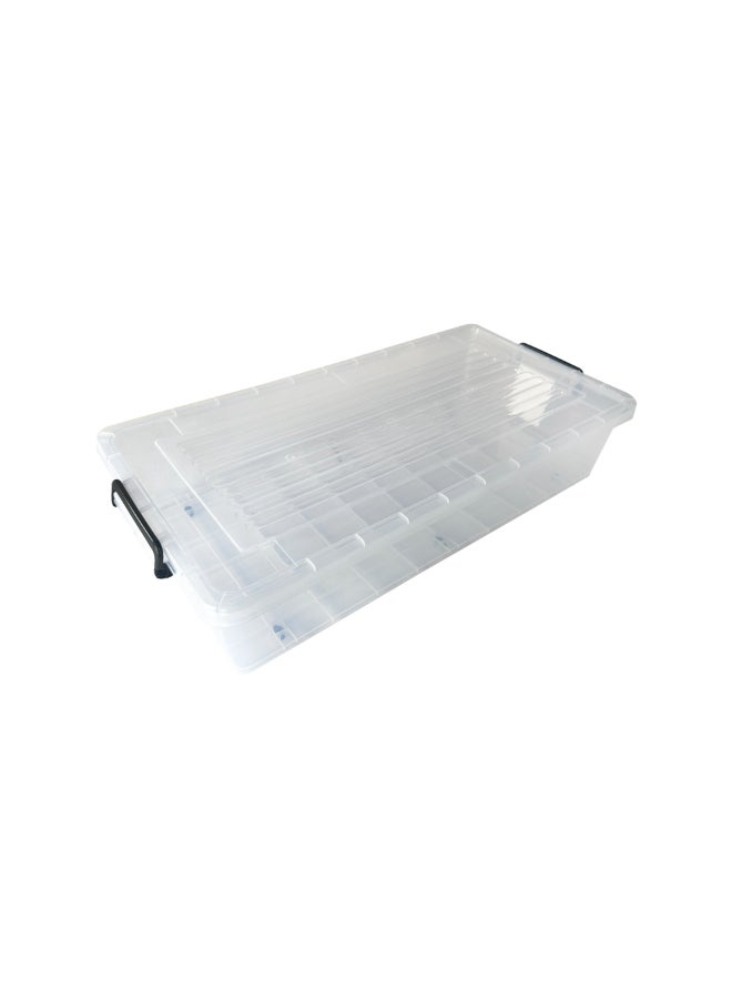 Marcolo Underbed Storage Box 35L Transparent Plastic Organizer with Wheels and Lid Multipurpose Container - Image 2