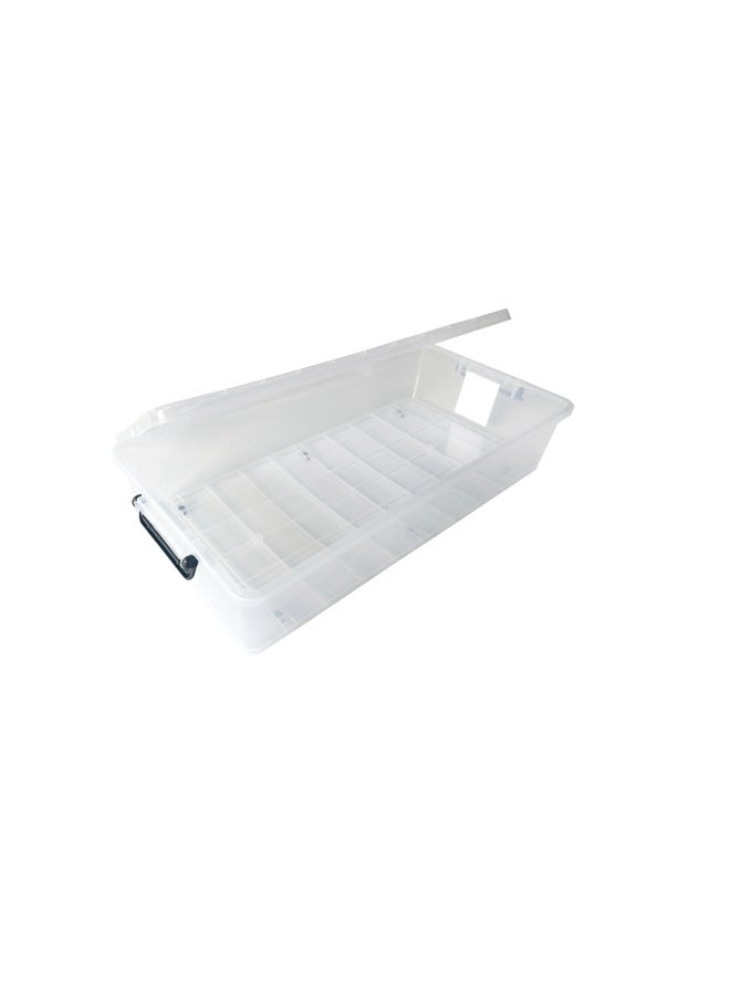 Marcolo Underbed Storage Box 35L Transparent Plastic Organizer with Wheels and Lid Multipurpose Container - Image 3