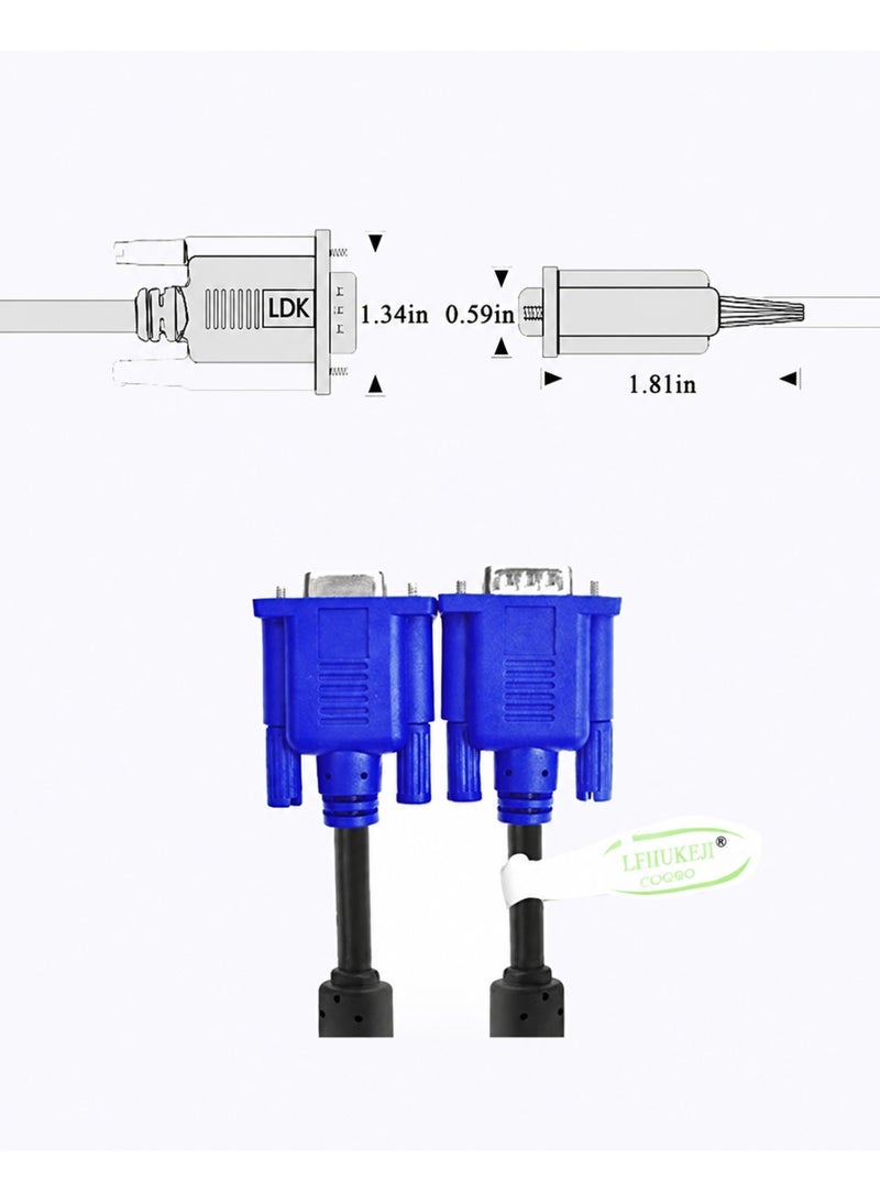 Fujishka Quality Assured Male to Male VGA Cable 15 Meter, Support Monitor/PC/LCD/LED, Plasma, Projector, TFT (15M) - Image 2