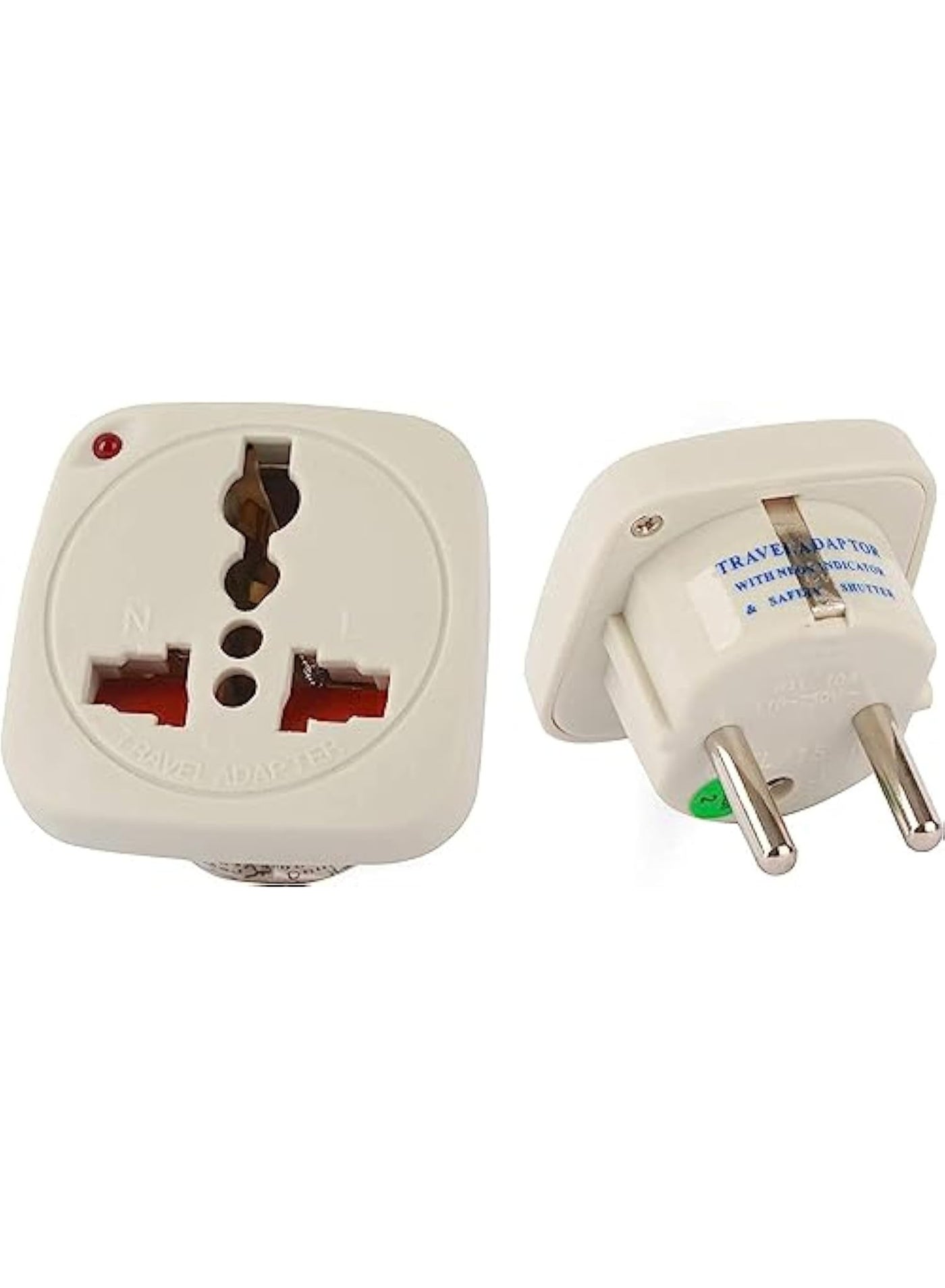 Melfi Travel Adaptor Round Pin Suchko To Universal Socket With Shutter And Indicator