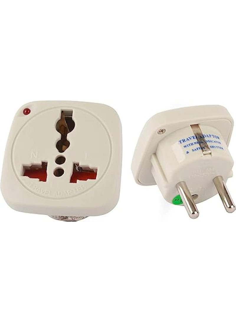 Melfi Travel Adaptor Round Pin Suchko To Universal Socket With Shutter And Indicator