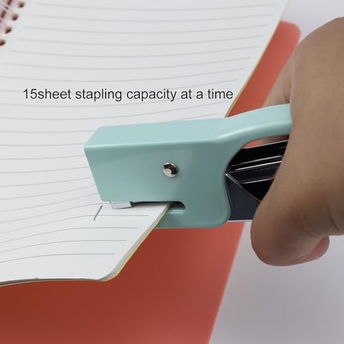 Aacehlh Small Hand-held Stapler Set, 15 Sheet Capacity, Includes 750Pcs Staples and A Staple Remover, Mini Desktop Stapler for Office, School, Home or Travel Use. (Pink) - Image 5