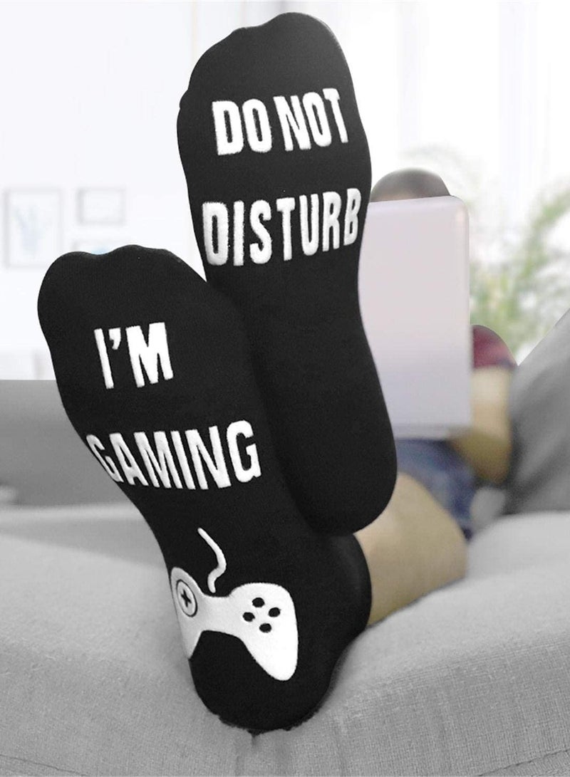 NIBEMINENT Men's Cotton Novelty Socks, Fun gifts for Fortnite gamers Great Gift, Do Not Disturb Gaming Socks Funny Gifts Men Women Teen Gamers - Image 3