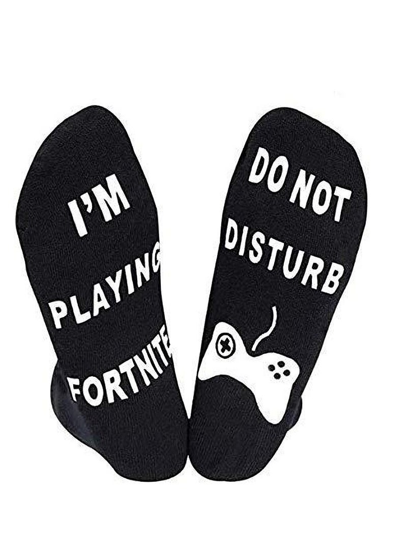 NIBEMINENT Men's Cotton Novelty Socks, Fun gifts for Fortnite gamers Great Gift, Do Not Disturb Gaming Socks Funny Gifts Men Women Teen Gamers - Image 2
