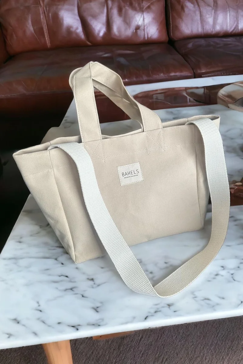 باهلس Women's Beige Color Canvas Strap Shoulder Bag