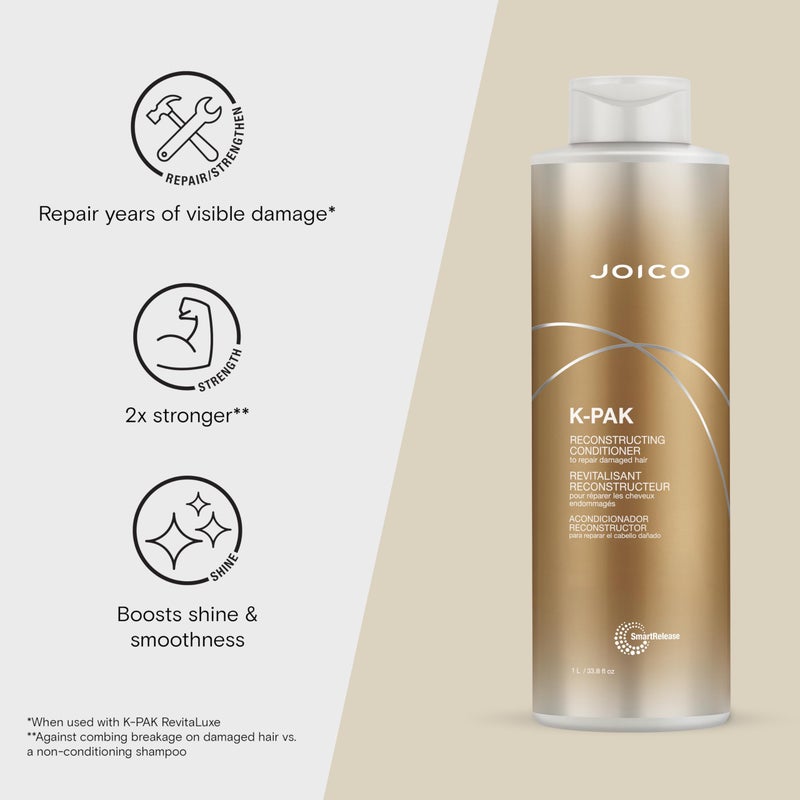 Joico K-PAK Daily Reconstructing Conditioner | For Damaged Hair | Restore Shine | Smooth & Detangle | Eliminate Static | With Keratin & Guajava Fruit Extract | 33.8 Fl Oz - Image 3