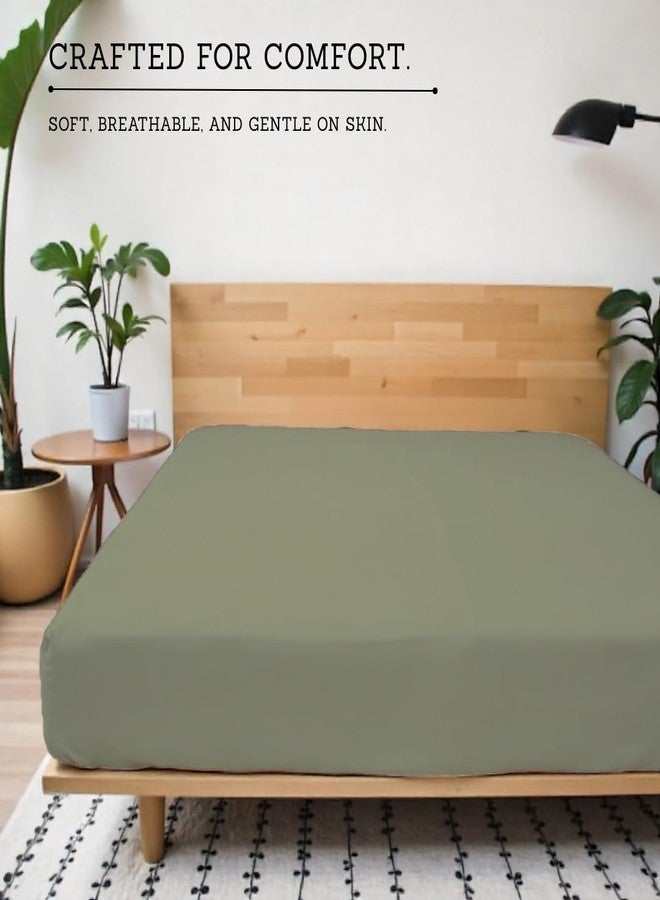 Sheets Stargazer 800 Thread Count Egyptian Cotton Solid Bottom Fitted Sheet Twin XL Size, Extra Deep Pocket 18 Fitted Sheet Only-Sage Twin XL Size - Image 2