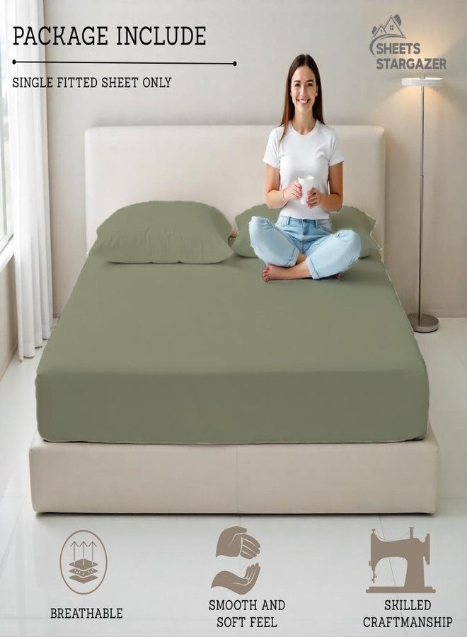 Sheets Stargazer 800 Thread Count Egyptian Cotton Solid Bottom Fitted Sheet Twin XL Size, Extra Deep Pocket 18 Fitted Sheet Only-Sage Twin XL Size - Image 4