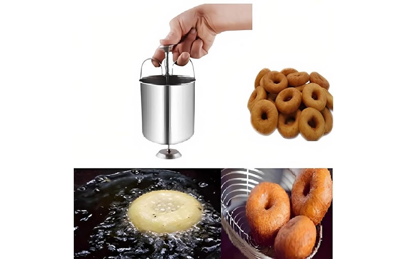 Ervio Medu Vada Maker Stainless Steel Simple and Efficient Professional Grade Kitchen Tool for Perfectly Shaped Crispy Urad Vadas and Donuts - Image 3