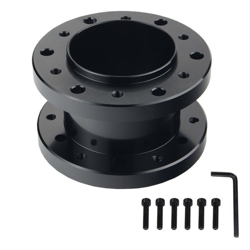 Dewhel 5cm Black Height Aluminium Steering Aluminum Spacer for Aftermarket Steering Wheel Hub Adapter Boss Kit