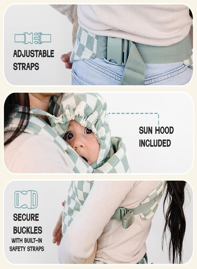 AVA + OLIVER Ava & Oliver Essential Baby Carrier - Ergonomic, Hip-Healthy Soft Structured Carrier for Infants & Toddlers (7-35lbs) - Front and Back Carry, Breathable Fabric, Stylish & Lightweight (Olive Checker) - Image 4