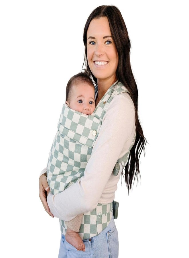 AVA + OLIVER Ava & Oliver Essential Baby Carrier - Ergonomic, Hip-Healthy Soft Structured Carrier for Infants & Toddlers (7-35lbs) - Front and Back Carry, Breathable Fabric, Stylish & Lightweight (Olive Checker) - Image 1