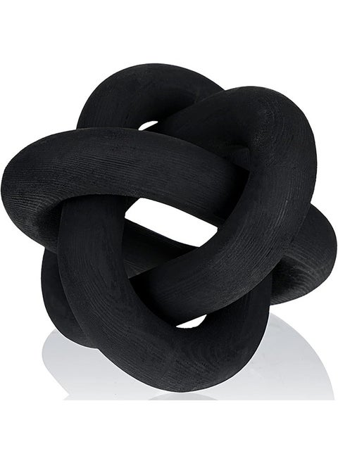 Wood Chain Link Decor 3 Link Wood Knot Hand Carved Coffee Table Decor Home Living Room Bedroom Decoration Black