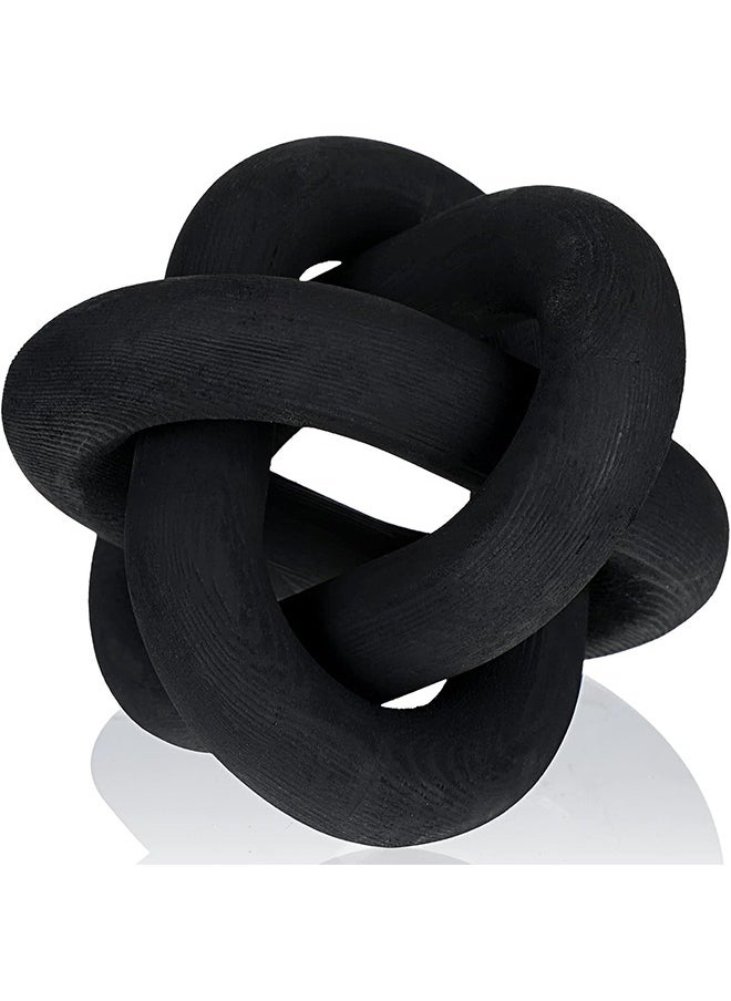 RATSAW Wood Chain Link Decor 3 Link Wood Knot Hand Carved Coffee Table Decor Home Living Room Bedroom Decoration Black  - Image 1